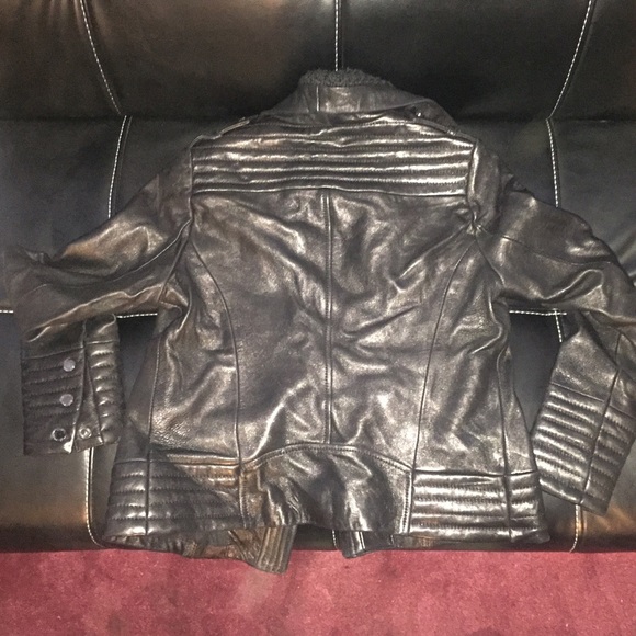 Michael Kors Cable knit Leather Moto Jacket - Picture 3 of 4