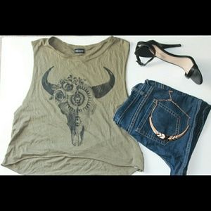 Army green crop top