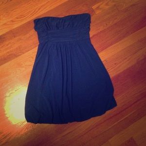 Blue strapless dress tube dress