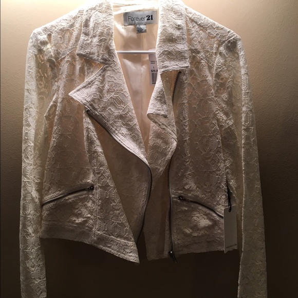 NWT Forever 21 Lace Moto Jacket
