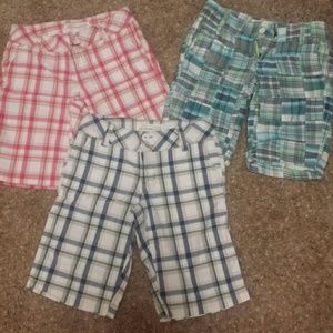 3 pairs Long plaid aeropostale girl shorts