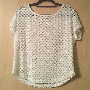 Small short sleeves white lace top