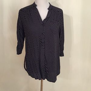 Market and Spruce navy and white polka dot blouse