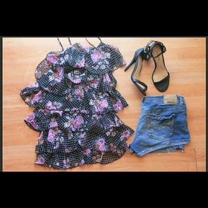 Ruffle chiffon tank top