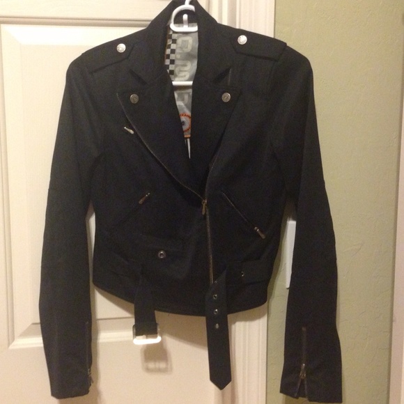 L.A.M.B chic moto stripe silk lined Jacket - Picture 4 of 4