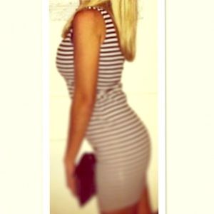 Sleeveless cotton stripe mini dress