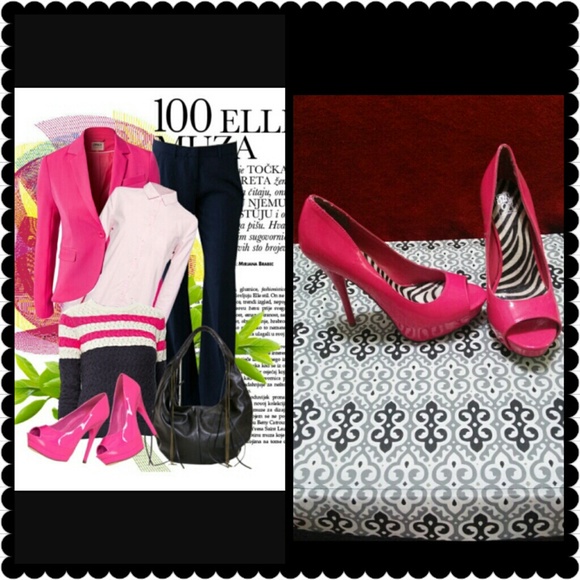 Pink peep toe heels