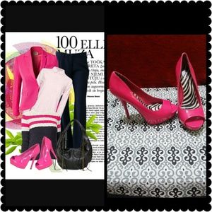 Pink peep toe heels