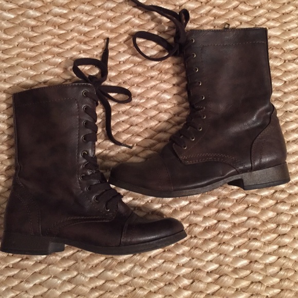 Dark brown lace up boots