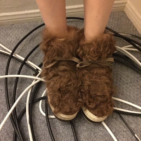 Furry hairy boots sneakers