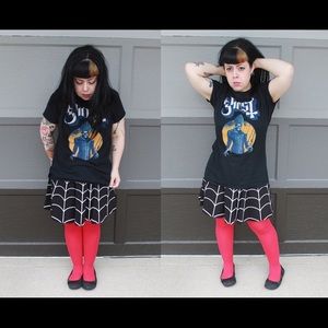 Kreepsville 666 Skirts - Kreepsville 666 Spiderweb Skater Skirt XL Kreepsville 666 Skirts - Kreepsville 666 Spiderweb Skater Skirt XL