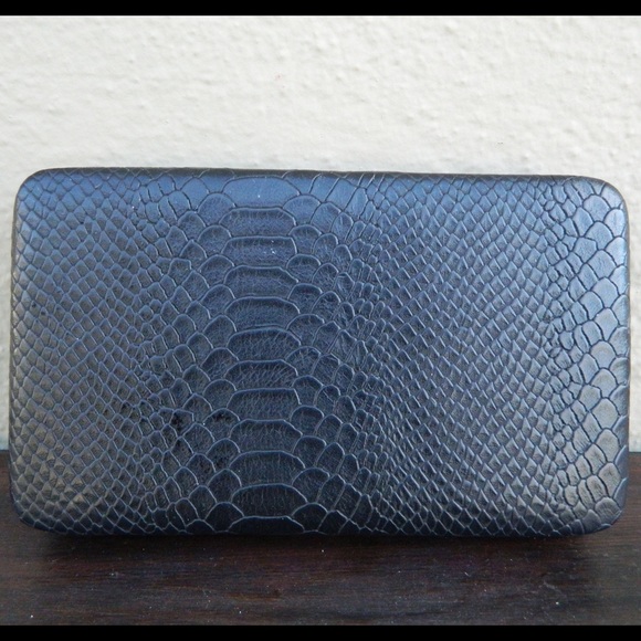Black Snake Skin Clutch