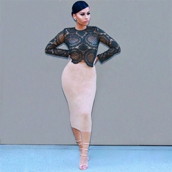 Nude Faux Suede skirt