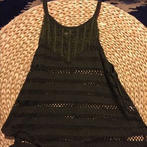 Dark olive green hole free people top size small