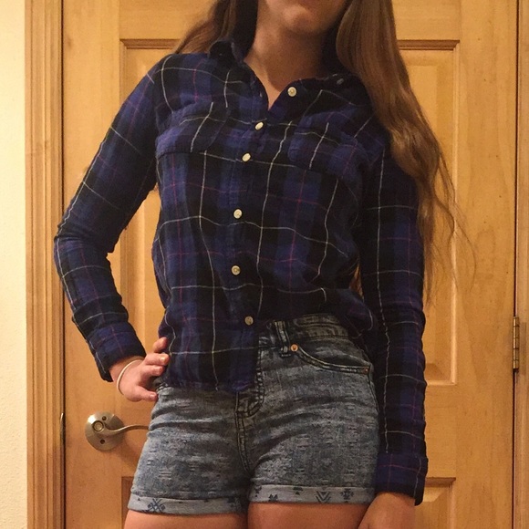 Dark blue Mossimo plaid shirt