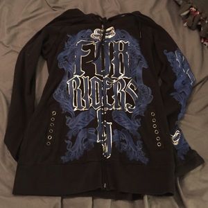 Fox Riding Co zip up sweater