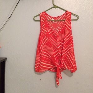 Tangerine & white tank