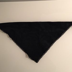 authentic black suede Kerchief with trim detail