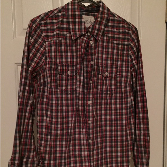 Red plaid button down