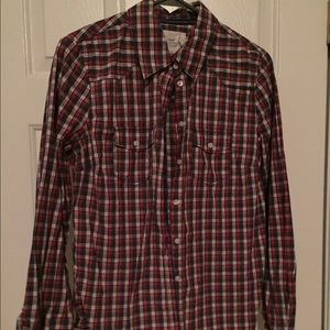 Red plaid button down