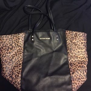 Black and leopard Victoria's Secret tote
