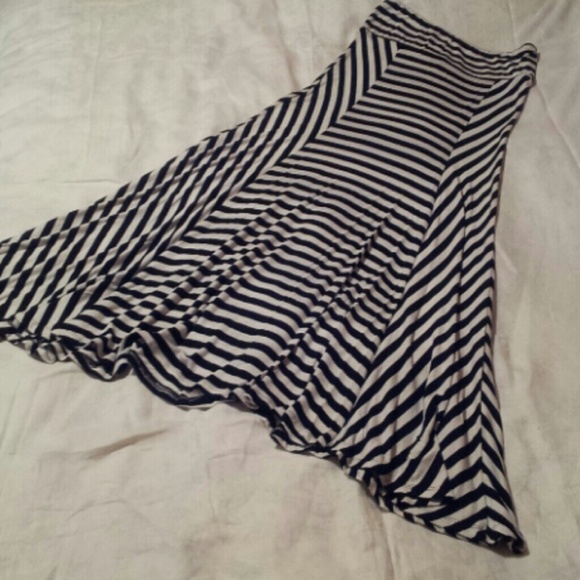 American Dream Dresses & Skirts - Black & White Striped Trumpet Maxi Skirt