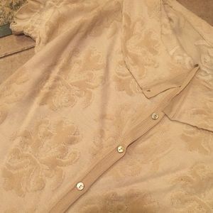 Anthropologie Cream Short Sleeved Brocade Sweater