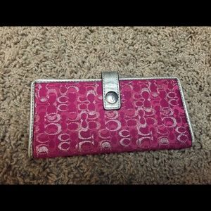 Hot pink & silver Coach wallet