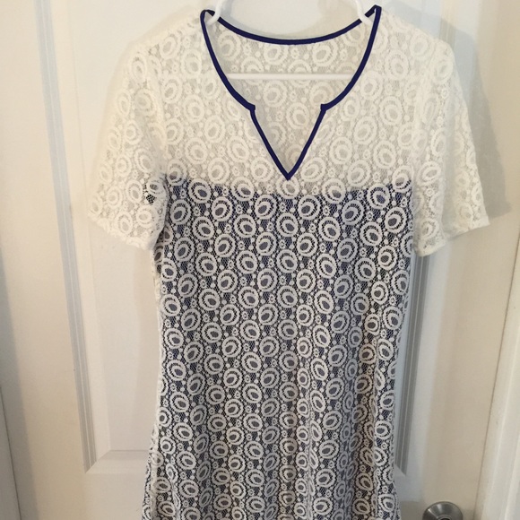 Blue and white dress