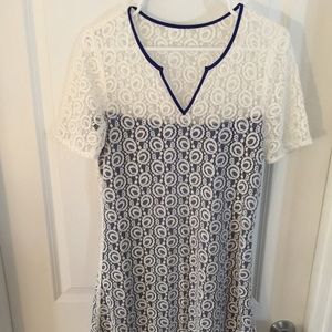 Blue and white dress