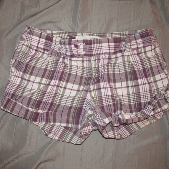 Purple plaid shorts