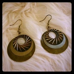 FOREVER21 Triple Metal Circle Earrings
