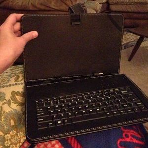 Leather tablet cover for 10-12 inch tablet.