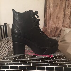Black platform booties