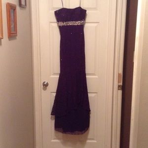 Mermaid, purple lace prom dress