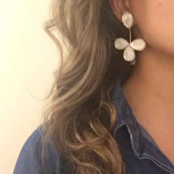 Brazilian designer mother of pearl earrings - Picture 2 of 2