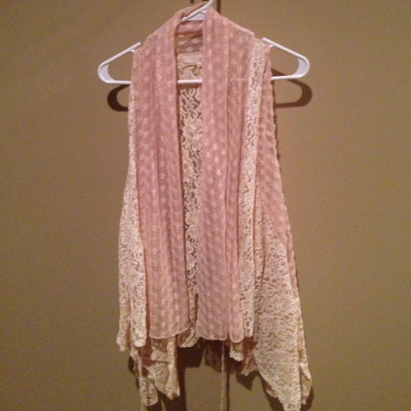 Pink and creme lace long vest!!
