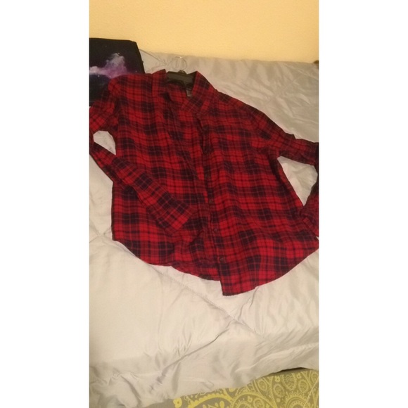 Red and navy blue flannel