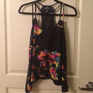 Angie Trapeze Abstract Floral Top