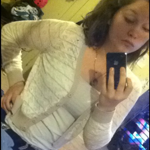 Tan and white cardigan