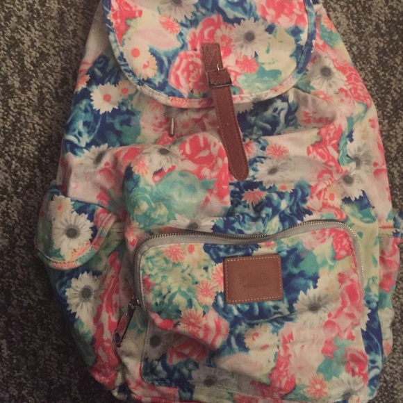 PINK Victoria's Secret Handbags - Full Size Floral VS Pink Backpack