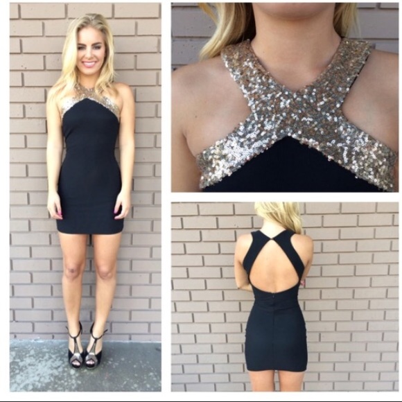 Gold and black formal dress