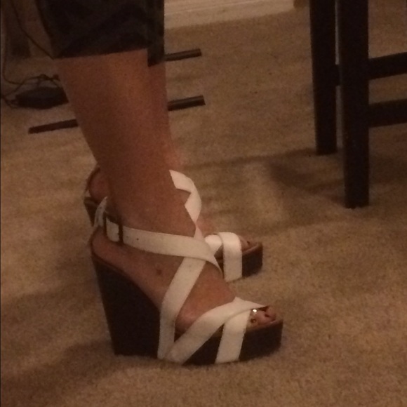 Barely worn Ralph Lauren Dawn White Wedge sandals