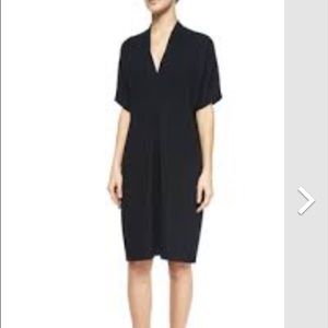 Vince short sleeve double V-neck black dress