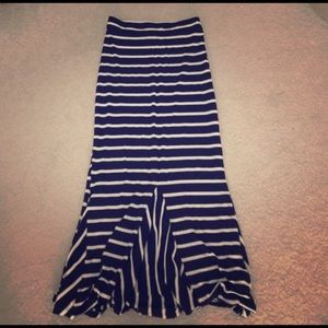 Black and white striped maxi skirt
