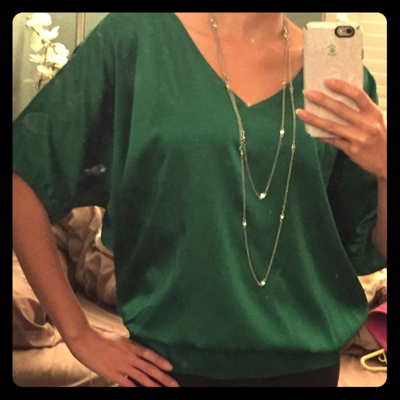 Express Flowy Emerald Green Blouse