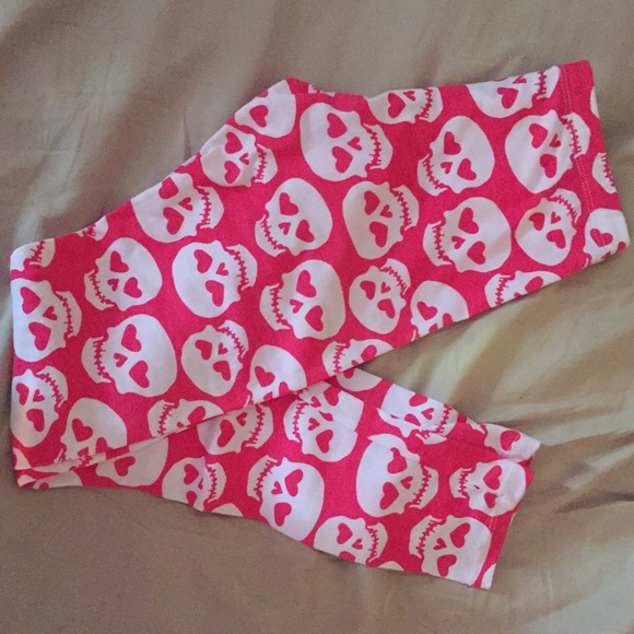 💀 SOLD 💀 pink & white skull leggings - Picture 2 of 4