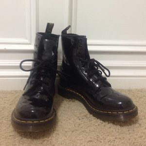 black patent leather doc martens