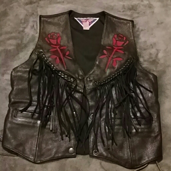 Rose Inlay Leather Vest