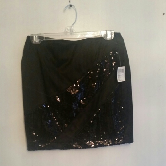 Black sequin mini skirt